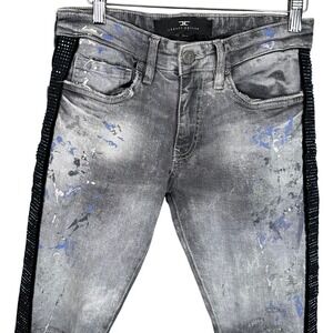Jordan Craig Legacy Edition Ross Paint Splatter Rhinestone Skinny Jeans 28/32